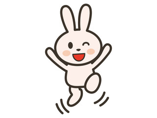Happy Jumping Bunny with Winking Face