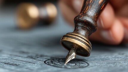 Man stamping approval on finance or marketing documents at a work desk