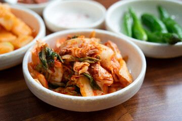 Spicy Korean Kimchi, delicious traditional food in Korea.