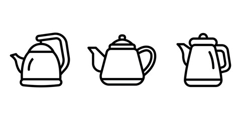 kettle outline or line icon design bundle.