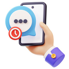 Pending Message with Hand Holding Smartphone
