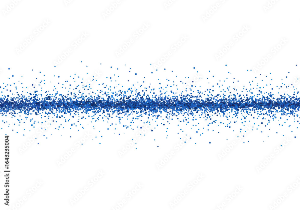 Aufkleber a horizontal line of blue paint splatter and particles isolated on a transparent background, represe