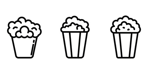 popcorn outline or line icon design bundle.