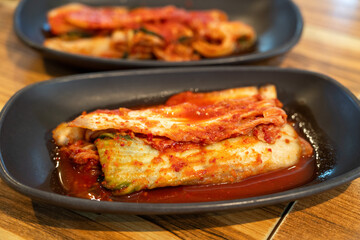 Spicy Korean Kimchi, delicious traditional food in Korea.