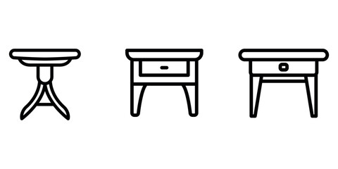side-table outline or line icon design bundle.