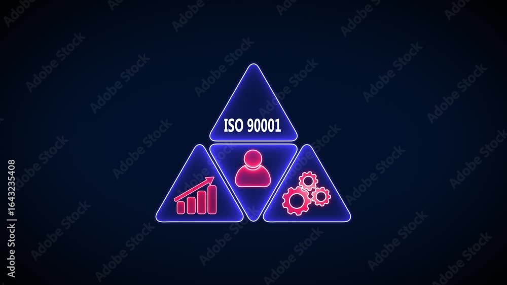 Poster business, technology, virtual screen of the future with the inscription: iso 9001 , business insight