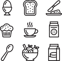 Minimalistic black and white line art graphic elements set isolated on white background