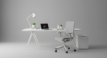 Fototapeta premium Modern minimalist white workspace