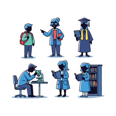 Diverse group of people in educational and scientific settings student teacher