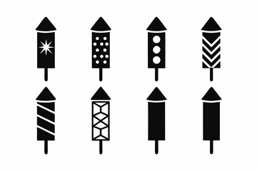 Fototapeta premium set of Firecracker icon vector silhouette illustration isolated on white background