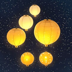 Fototapeta premium Vibrant lantern cloud festival summer clear sunset warm decor