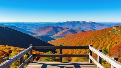 Fototapeta premium Breathtaking Autumn Landscape View from Scenic Overlook Deck
