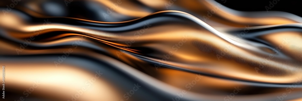 Poster luxurious copper and black metallic waves create elegant flowing abstract background with smooth glo