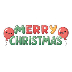 Merry Christmas wishes with a cute cartoon on a red balloon