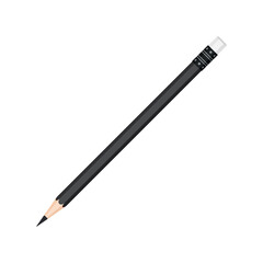 Graphite lead pencil with rubber eraser. Vector illustration isolated on white background