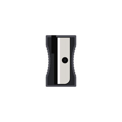 Simple black pencil sharpener. Vector illustration isolated on white background