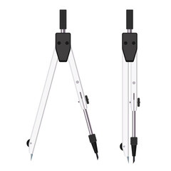 Drawing compass, instrument for drafting circles. Vector illustration isolated on white background