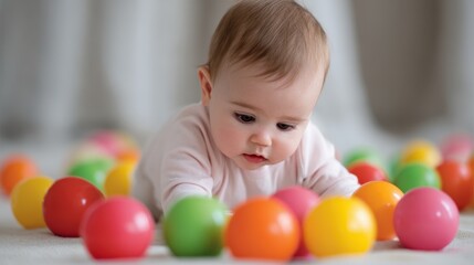 Fototapeta premium Rapid growth, sensory discovery, attachment building, and first communication milestones define the transformative stage of infancy. 