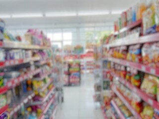 defocused abstrack background of minimarket or convenience store