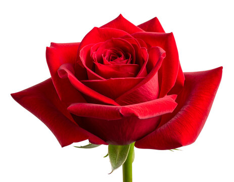 Red Rose Bud Tilted Slightly Downward, Artistic Soft Focus, isolated on transparent background