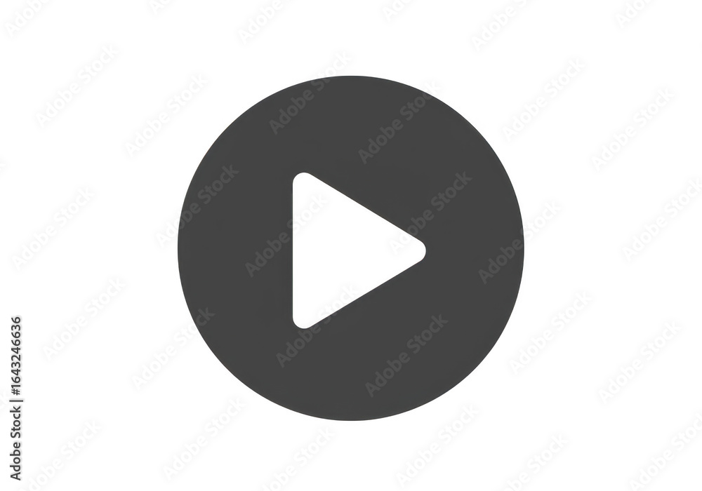 Poster a simple play button icon, isolated on a transparent background, representing media playback and vid