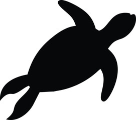 Obraz premium Vector illustration of a cute cartoon sea turtle swimming with fish and a dolphin in the blue ocean