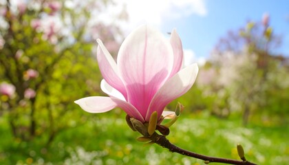 Obraz premium Close-up of a magnolia blossom in spring