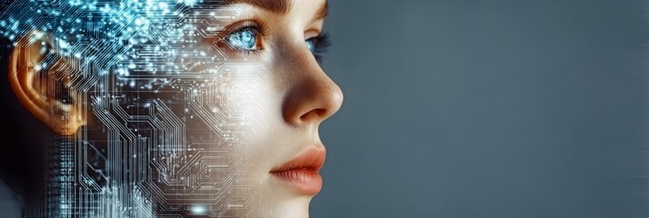 Futuristic Integration of Female Cyborg with Advanced Neural Technology and Cybernetic Enhancements