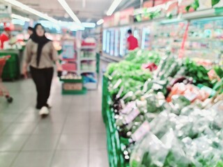 Defocused vegetable section in a modern market