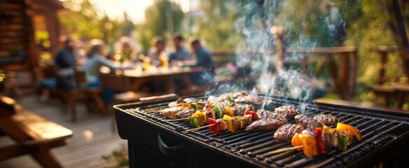 The grilling barbecue experience with friends enjoying delicious food outdoors.