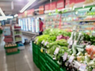 Defocused vegetable section in a modern market