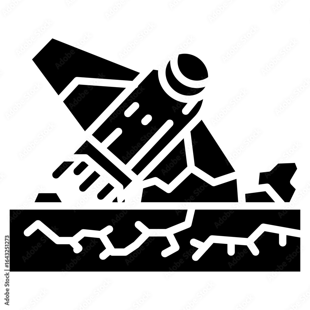 Poster Spaceship Crash icon vector image. Can be used for Science Fiction.