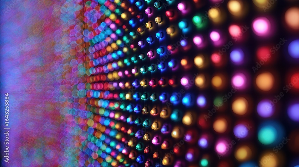 Poster abstract led display lights forming pattern, blurry backdrop for creative projects