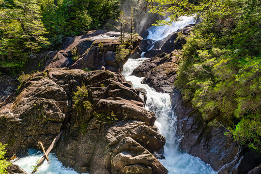 Cantaros Waterfall, near Puerto Blest, Rio Negro Province, Patagonia, Argentina.