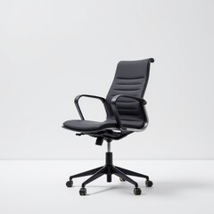 Fototapeta premium High back black executive office chair with ribbed upholstery and metallic frame