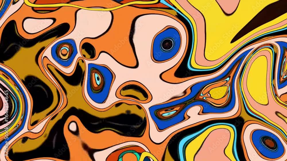 Poster abstract psychedelic brutalism wave blob striped motion curves composition morphing amoeba white neo