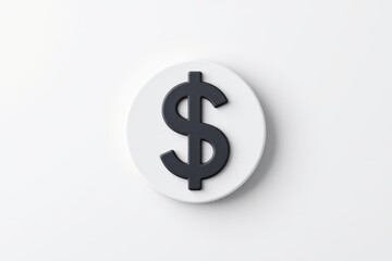 Fototapeta premium Dark 3D dollar symbol mounted on a clean white circular background currency