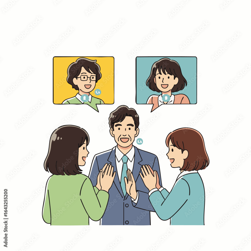 Poster a diverse group of professionals engages in a dynamic hybrid meeting, fostering effective communicat