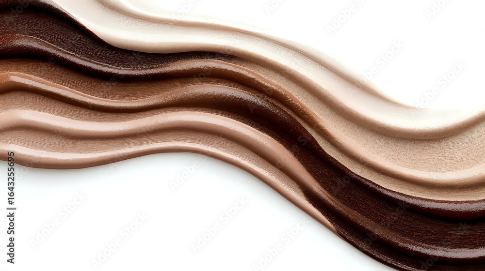 Aufkleber smooth flowing waves in shades of chocolate brown and cream create elegant abstract pattern on white
