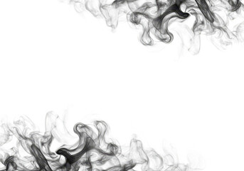 Abstract black smoke wisps swirling on a transparent background, isolated on transparent background