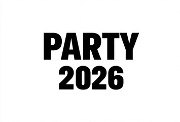 "PARTY 2026" text on a beautiful neutral background for designers, marketers and IT professionals. Popular business card, illustration, object, symbol, texture, pattern, holiday, business, vacation.