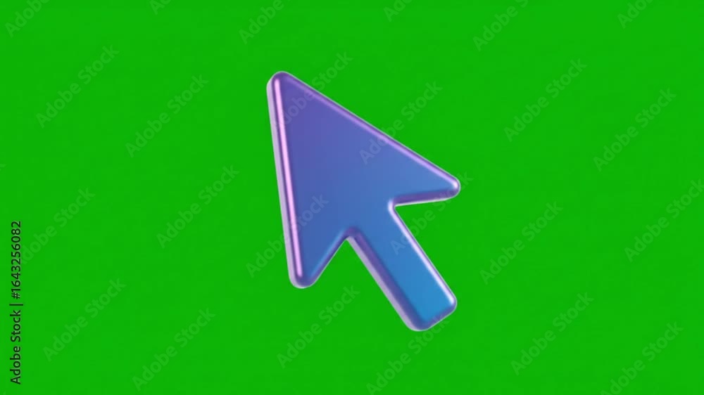 Fototapete computer mouse cursor, 3d rendered purple gradient arrow pointer icon rotating on green screen for t