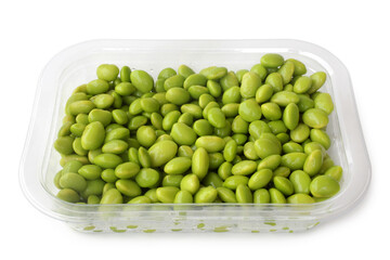 Soybeans in plastic container