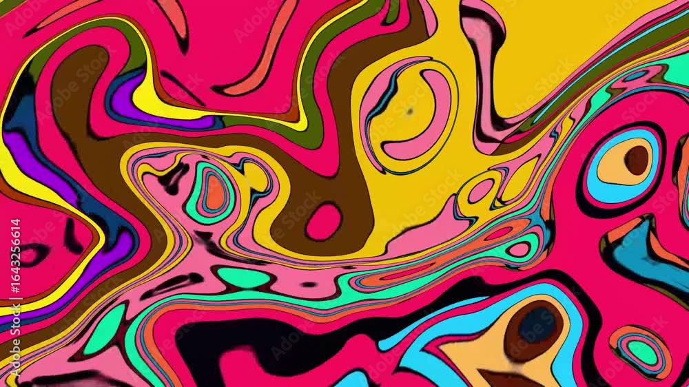 Poster abstract psychedelic brutalism wave blob striped motion curves composition morphing amoeba white neo