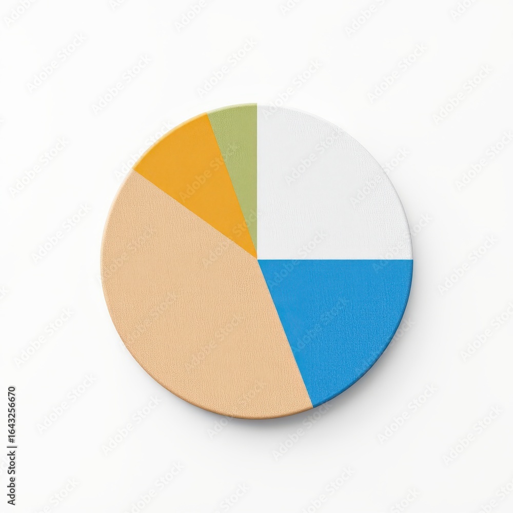 Poster multi colored pie chart with distinct segments on a plain white background