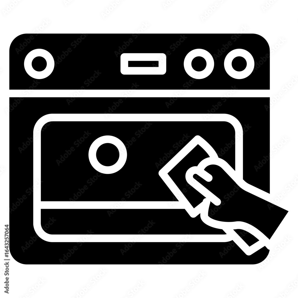 Poster cleaning oven icon vector image. can be used for cleaning and dusting.