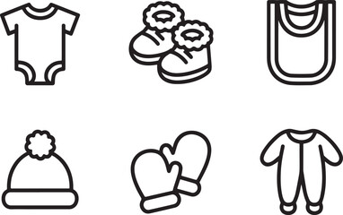 Baby clothing and accessories icons bodysuit