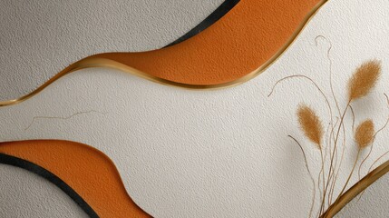 Obraz premium Abstract design with warm colors and textured shapes.