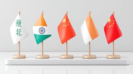 International flags display global cultural context digital art minimalist environment front view national identity