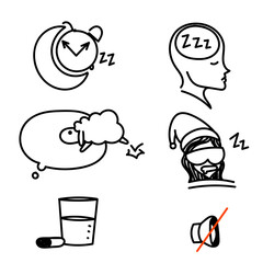 hand drawn doodle sleep icon illustration collection cartoon